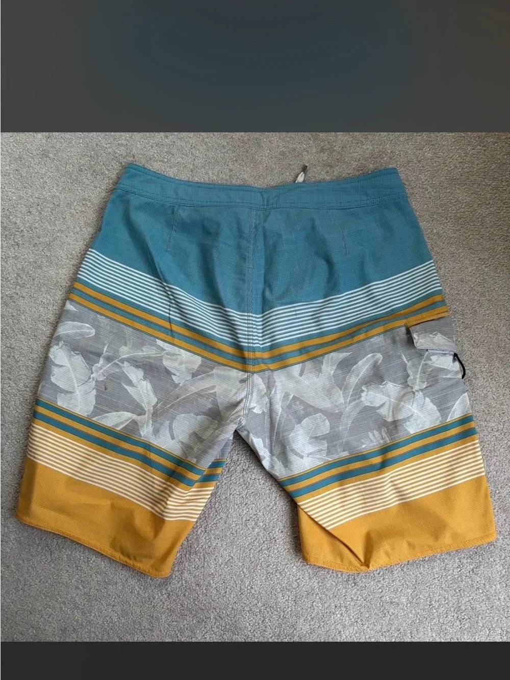 Vans Men's Teal and Mustard Striped Floral Boardshorts